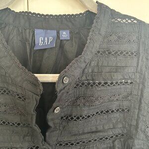 GAP Black Lace-Detail Blouse – Size XL